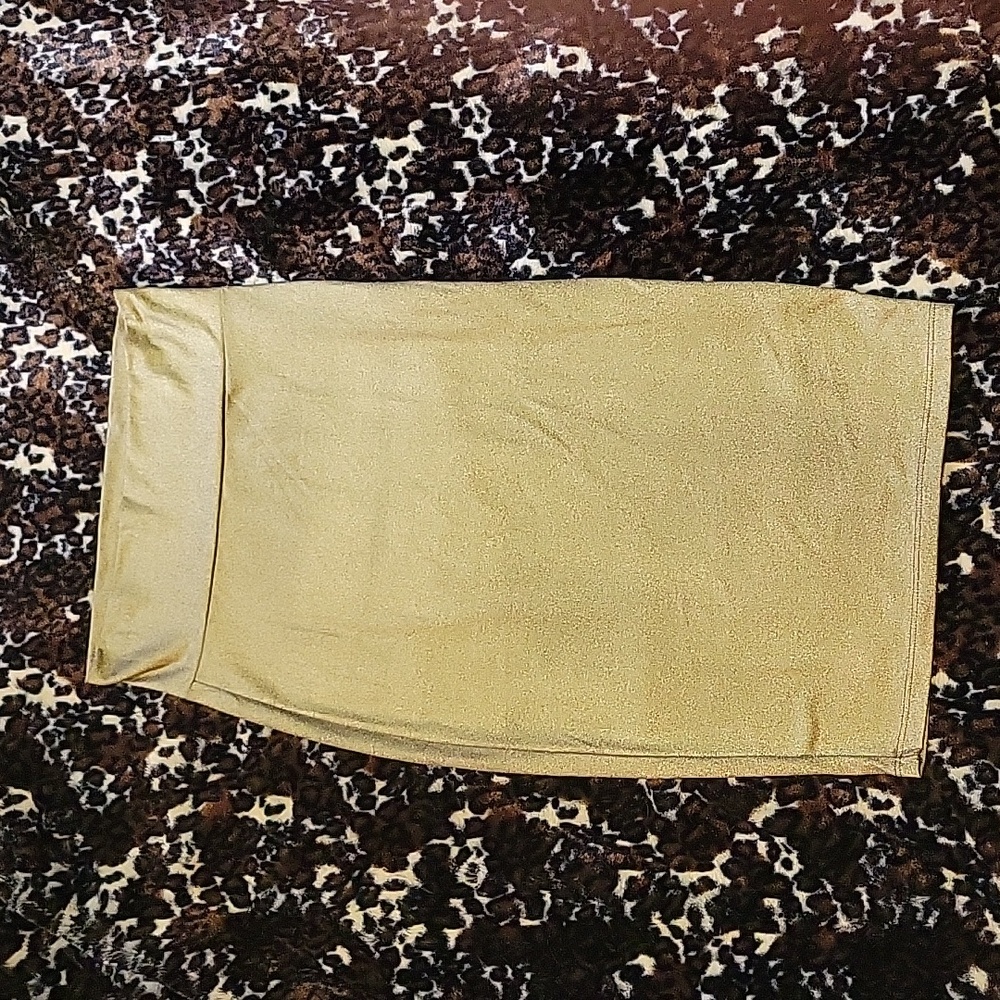 bebe metallic gold & black bodycon midi skirt, S/P